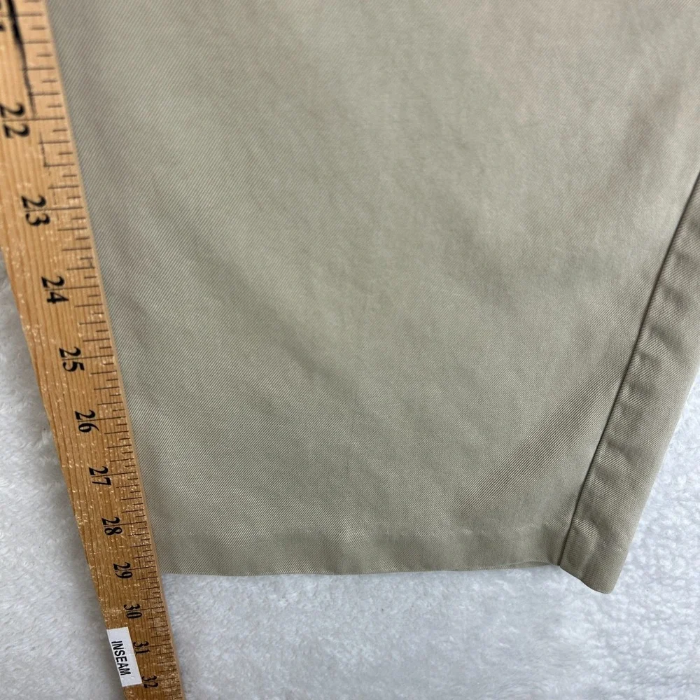 Tommy Bahama Silk Pleated Chino Pants Mens 34x32 Beige Relaxed Fit Mid Rise